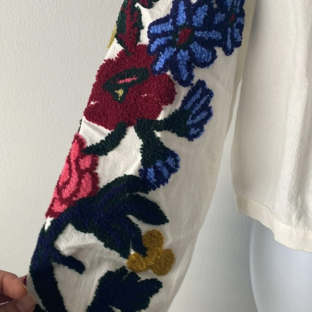 NWT Free People Meadows Embroidered Crop Blouse Size Large